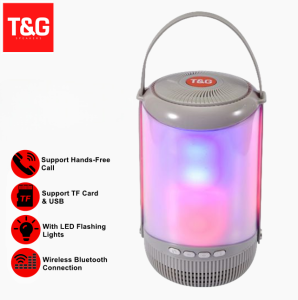 T&G TG-606 Bluetooth V5.0 Portable Wireless Speaker support TF Card USB AUX In FM Radio Function with LED Light