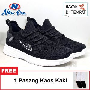FIURI - NEW ERA - BRANDON 39-43 HITAM PUTIH - SEPATU SNEAKERS TALI PRIA - SEPATU KANVAS - SEPATU OLAHRAGA JOGGING LARI LAKI-LAKI - SEPATU SEKOLAH SD SMP SMA KERJA KULIAH - SEPATU CASUAL COWOK TRENDY MURAH DISKON