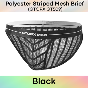 Mens Brief: Mesh Opaque Striped Brief (GT509)