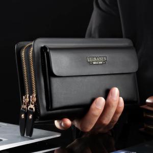 【Ready stocked】Mens wallet money clip phone Admission package High capacity Multi-bit Casual Clutch clutch men purse for coins luxury wallet Clutch bag Long Purse Leather Wallet luxury Handbag Double Zippers Bag