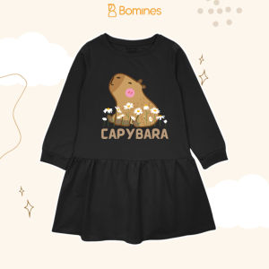 Váy bé gái Capybara Bomines Đầm cotton tay dài cho bé 3-12 tuổi 12-36kg DTDCAPY