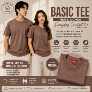 Yalex Plain T-Shirts in MOCHA for Kids and Adults - Red Label Ziplock 60% Polyester 40% Cotton