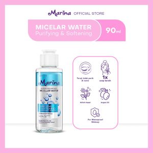 Marina Face Micellar Water Aloe Vera Vitamin C Purifying and Softening Blue Biru Super Food 90ml