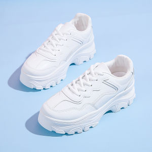 Nkshop 💗พร้อมส่ง💗White Sneaker รองเท้าผ้าใบสีขาว ใส่แล้วสูง เสริมส้น4.5ซม. สไตล์เกาหลี ไซส์ 36-41 สวยขาวคลีน แมทช์ง่าย ปังทุกลุค น่ารักมาก