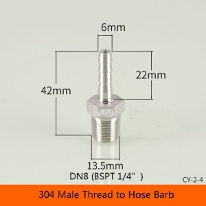 VIVIDI 1Pcs Connector Adapter Pipe Joint 304 Stainless Steel Male Thread Hose Connector 6mm To 12mm Pipe Fitting for PU PE Tube