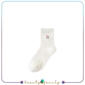 BF-P589 Kaos Kaki Wanita Karakter Bear Korean Style / Kaos Kaki Pendek Wanita Korea Motif Bunga Tulip / Kaus Kaki Putih Women Socks Import