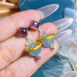 [现货] 石榴石+海蓝宝耳钉｜魅力气场 × 治愈能量 × 爱情平衡｜Garnet + Aquamarine Earrings｜Attraction • Healing • Emotional Balance