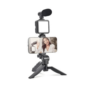 JA PAKET MICROPHONE VLOGGING KIT 5IN1 / VIDEO MAKING KIT / TRIPOD MIC LAMPU HOLDER REMOTE