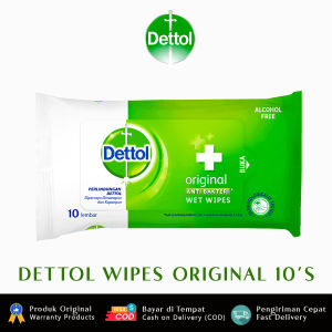 MURAH | Promo DETTOL ANTI BAKTERI Wet Wipes ORIGINAL 10 Sheets [Warna Hijau]