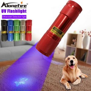 Alonefire 9LED UV 395nm Aluminum Alloy UV Detector Mini Flashlight Travel Fluorescent Agent Detection Lamp