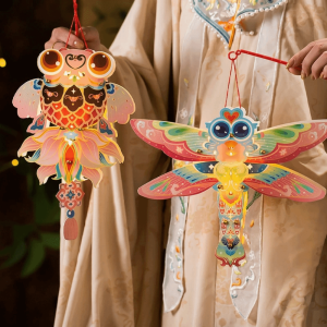 YOUYO Butterfly Mid-Autumn Festival Glow Lanterns Paper Rabbit Childrens Hand-held Lanterns Portable Traditional Luminous Lantern Children Gift