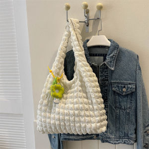 [Ready Stock] Cloud Bag Bubble Fabric Tote Bag Student Shoulder Bag Women Fashion Totebag Awan Korean Ins Murah