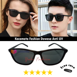 Kacamata Gaya Full Hitam Pria Wanita Anti Silau Model Kotak Doff Gaya Cassual FREE KOTAK / Kacamata Fashion Lensa Gelap Normal Sunglasses Korean Style / Kacamata Model Cassual Anti UV Protection