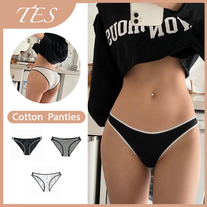TES Sexy Panties for Woman T-back Cotton Underwear Single Color Plus Size  High Fork Seamless Low Waist Sexy Lingerie Sultry Lingerie European Style Panties  Sale Free Shipping of 1 Pcs