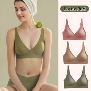 【SINGABRALETTE】Suji Seamless Bra Soft Support Anti-Sagging Bra Latex Full Coverage Wireless Breathable ​​V Neck Underwear無痕內衣無鋼圈