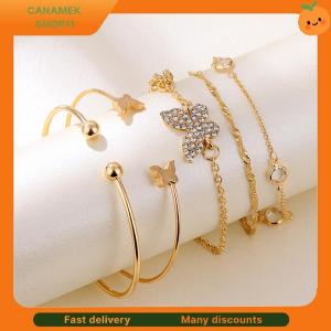 ❣️❣️❣️ 5PC New Bohemian Elegance Open Bracelets Rhinestone Butterfly Bracelet Girl Gift