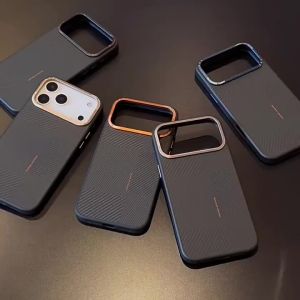 Carbon Fiber Texture for MagSafe Phone Case for iPhone 17 18 Pro Max 16 15 Magnetic Alloy Wireless Charging Frosted Cover2026