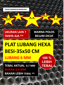 Plat Lubang - 35x50 - Hexa 6 mm - Plat Perforated - Plat Speaker - Ram Speaker - Grill Speaker