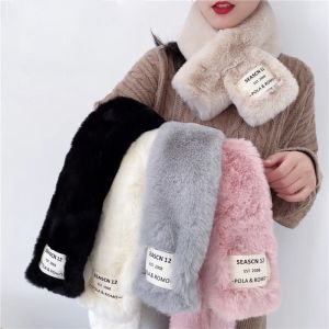 ZYJC Solid Color Cross Scarf Thickened Plush Neckerchief Wrap Winter Warm Soft Neck Scarf Autumn Winter