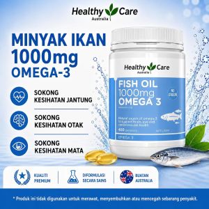 ✅️Ready Stock✅️Healthy Care Australia Fish Oil 1000mg Omega 3 - Supports Heart Brain and Eye Health - Premium Quality - Made in Australia【EXP:03/2028】