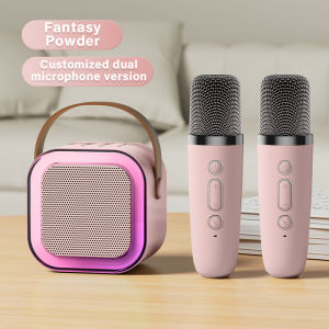 Mini Dual Wireless Mic Portable Karaoke Bluetooth Speaker Karaoke Microphone Audio Set RGB Light Home KTV 卡拉Ok音响