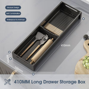ODOROKU Aluminum Adjustable Cutlery Drawer Organizer Flatware Drawer Tray for Silverware Serving Utensils Storage for Kitchen Office Bathroom Supplies