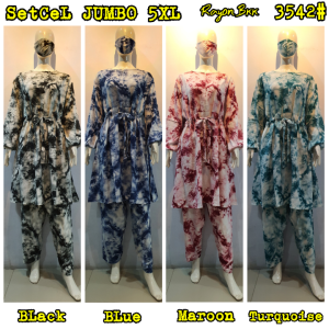 Setelan Rayon TieDye AuRoRa kekinian & Free Masker Big Size XXXXXL