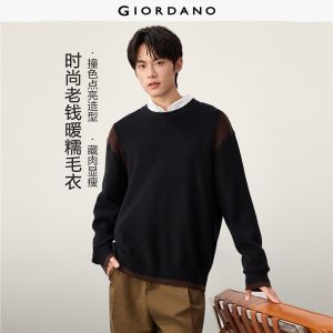 Giordano Men Contrast drop shoulder relaxed sweater Free Shipping 18056013