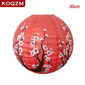 [COD] KOQZM KITCHEN 30 35cm Plum Blossom Round Paper Lantern Lamp Shade Chinese Antique Paper Lantern New Year Paper Lampshade Home Decor