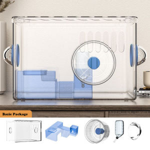 Elegant Multi-Level Acrylic Hamster Cage with Transparent Walls and Accessory Pack