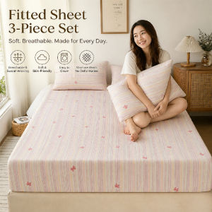 In Stock Minimalist Heart Fitted Sheet Set 3PCS – Soft Presko Breathable | Free Shipping Fast Delivery Add-on Deal #RoomGlowUp