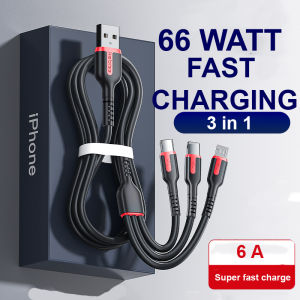 66W 3 in 1 Fast Charging Cable Micro USB Type C Lightning