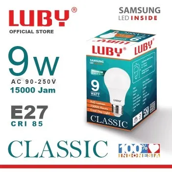 Lampu Bohlam LED LUBY Classic 3W 5W 7W 9W 12W 15W 18W 24W 30W Watt Bulb cahaya putih Cool Daylight CDL 6500K E27 Classic Bola Lampu