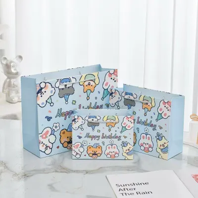 【SG】12pcs/set Cartoon Happy Birthday Thick Paper Bag Packaging Bag Party Bag Children Birthday Party Goodie Bags