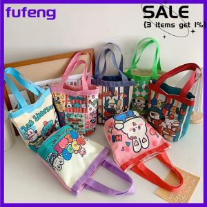 fufeng Casual Canvas Bucket Bag Tote Women Handbags Cartoon Print Lunch Bag Shopper Bag School Bag