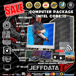 Computer Package Slim Intel core i3-4th gen.4gb ram 500gb hdd Intel hd graphics 17sq lcd wifi ready led keyboard mouse mini speaker (preloved)