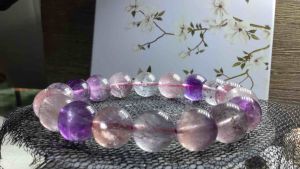B060 一物一图天然水晶12mm超七水晶Super 7 全能水晶手串Natural Crystal Quartz Super 7 Seven Purple Rutilated Quartz Braclete