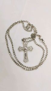 Catholic Latin Necklace Italy Metal Crucifix 1X1.5 in. 24 inches long