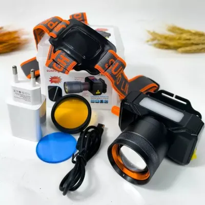 Senter Kepala Zoom MAX POWER 100 Wat 5000 Mah Cahaya Putih dan kuning Super Terang Tahan Lama Dan Tahan Air