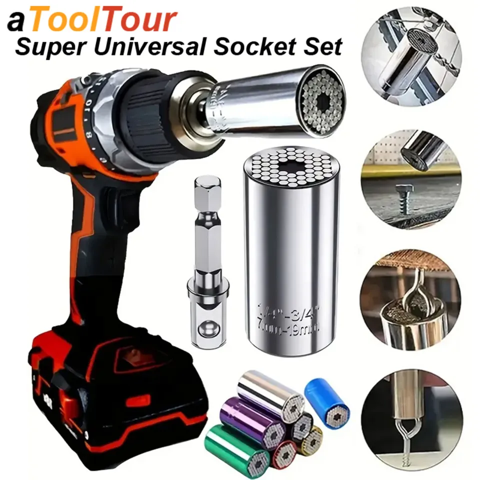 Universal Socket Wrench Torque Head Set Ratchet Super Sleeve