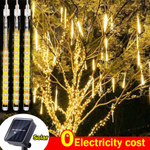 Solar Meteor Shower Rain Lights LED Outdoor Icicle Fairy String Lights for Home Christmas Decoration