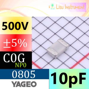 25 BUAH - 10pF 500V NP0 ±5% 0805 Multilayer Ceramic Capacitor MLCC SMD Yageo CC0805JRNPOBBN100 - 25 BUAH