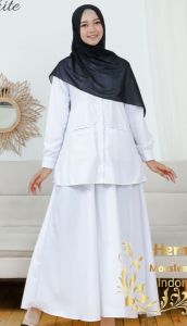 Gamis kerja putih polos hermosa bahan toyobo-seragam pdh putih polos-gamis kerja syari-seragam pns