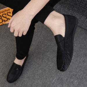 SENSIPIC#Trend loafers for men Korean style design waterproof Black shoes pu leather formal fashion