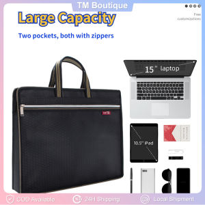 1PC Briefcase Document Bag Waterproof Large Capacity Handbag Business Tote Bags Oxford Cloth Double Layer Office Notebooks Tote Bag Portfolio