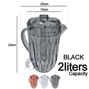 2 LITERS TRANSPARENT WATER PITCHER WITH LID ACRYLIC ICE TEA JUICE PITCHER/2L PITSEL CLEAR