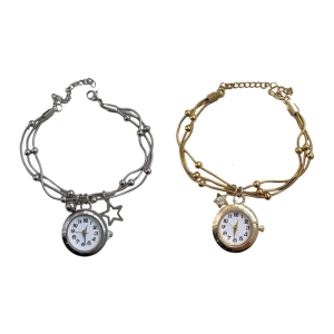 Elegant Adjustable Fringe Chain Bracelet Combining Antique Watch Charm And Modern Aesthetic