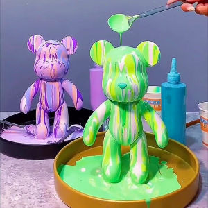 23CM DIY bearbrick Painting Violent Bear Gloomyed Bear Kit Set Cant Break Hgraffiti Point Drill Fluid Handmade DIY Paint Dolls Art Collectible For Kid Coloring Toy
