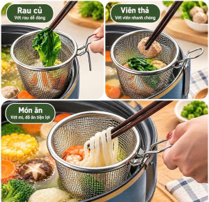 Rổ Lưới Inox 304 Vớt Thức Ăn Có Tay Cầm – Rổ Vớt Lẩu Mì Bún Rau Củ Đồ Chiên Nhanh Gọn