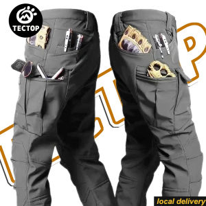 TECTOP Mens Tactical Cargo Pants Waterproof Outdoor Hiking Wear Resistant